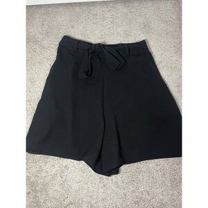 Women's Zara High Waisted Relaxed Fit Black Shorts Medium Elastic Waist